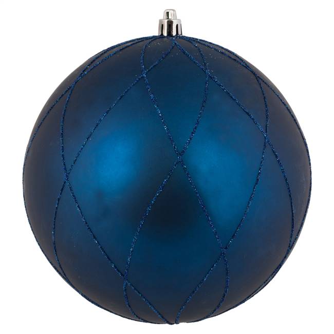 6" Midnt Blue Matte Glit Swirl Ball 3Bx