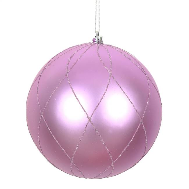 6" Orchid Matt Glitter Swirl Ball 3/Bx