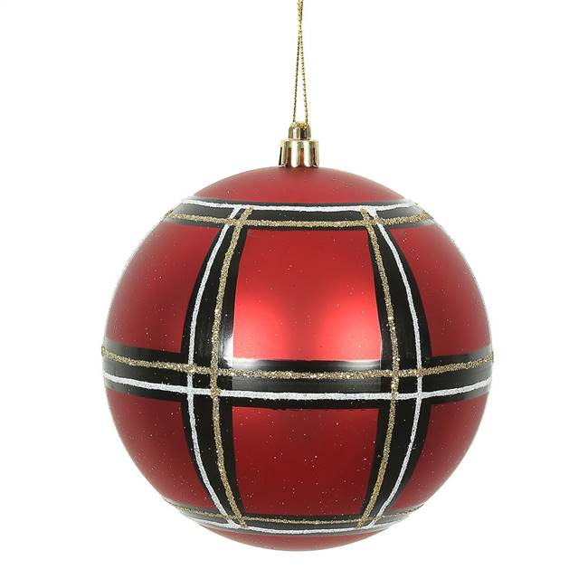 6" Red-White-Black Asst Plaid Ball 2/Bx