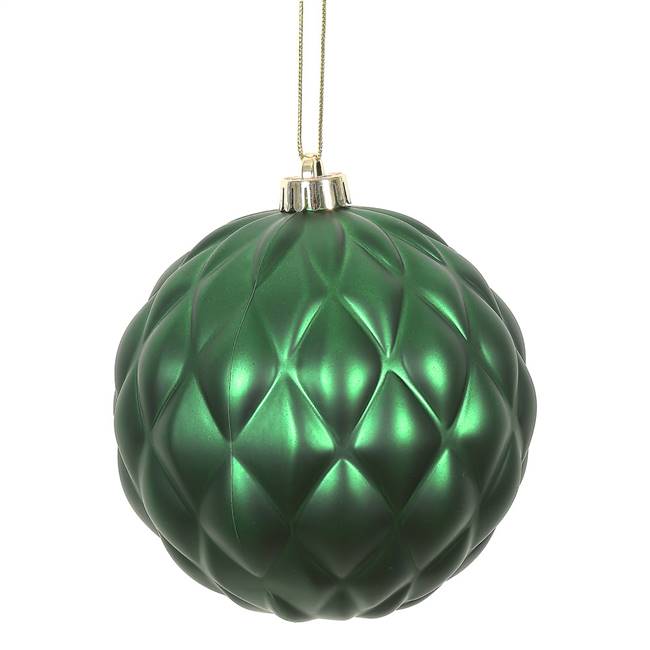 6" Emerald Matte Round Pine Cone 4/Bg