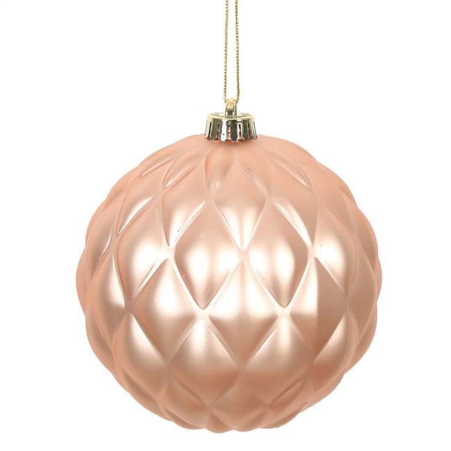 6" Rose Gold Matte Round Pine Cone 4/Bg