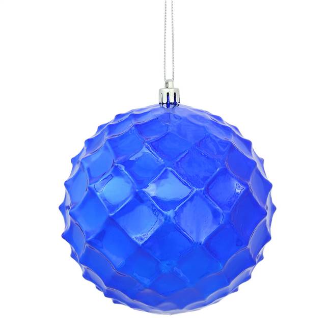 4" Cobalt Blue Shiny Diamond Bauble 6/Bg