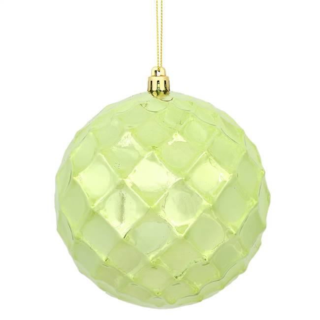 4" Celadon Shiny Diamond Bauble 6/Bg