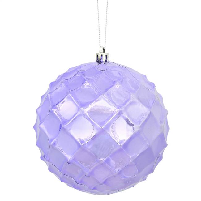 4" Lavender Shiny Diamond Bauble 6/Bg