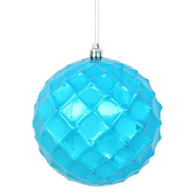 4.75" Turquoise Shiny Diamond Bauble 4Bg