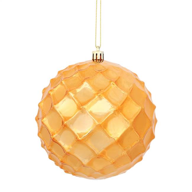 4.75" Burn Orange Shiny Diam Bauble 4/Bg