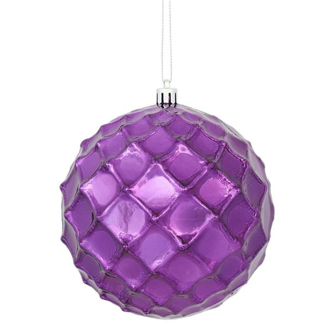 4.75" Plum Shiny Diamond Bauble 4/Bg