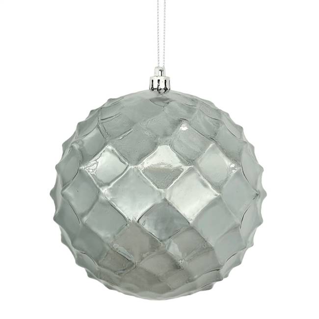 4.75" Pewter Shiny Diamond Bauble 4/Bg