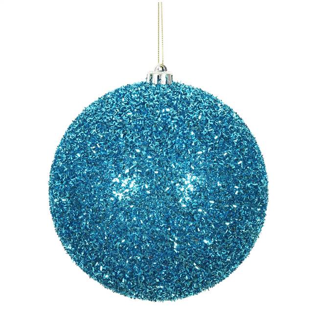 6" Turquoise Tinsel Ball 2/Bag