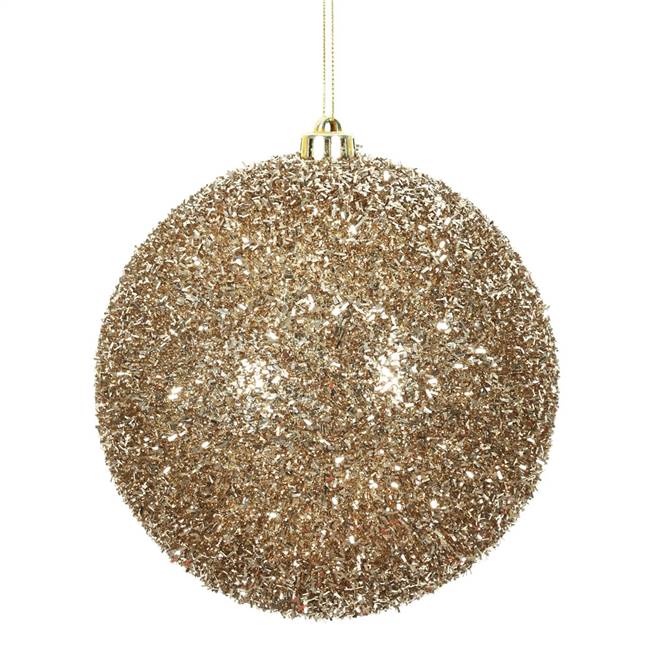 6" Champagne Tinsel Ball 2/Bag