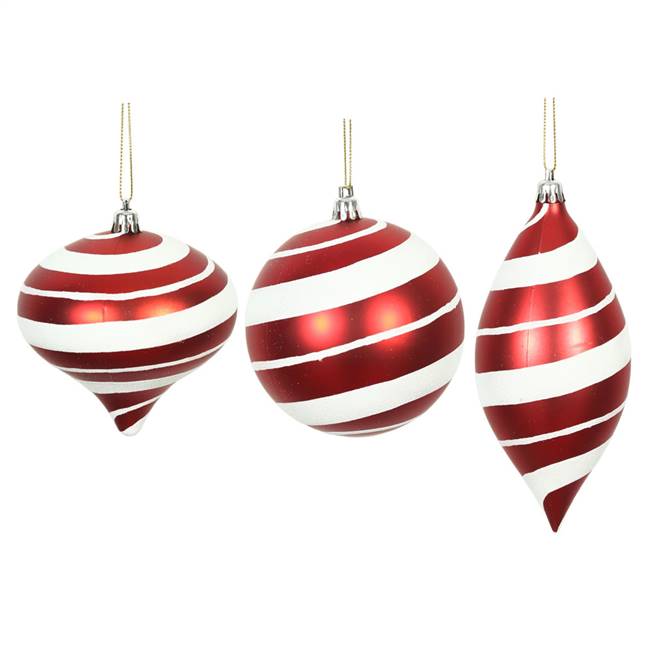 4" Red-White Swirl Candy Orn Asst 6/Box