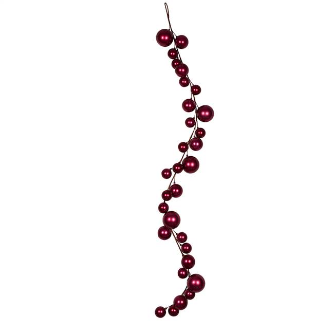 6' Berry Red Shiny Ball Garland