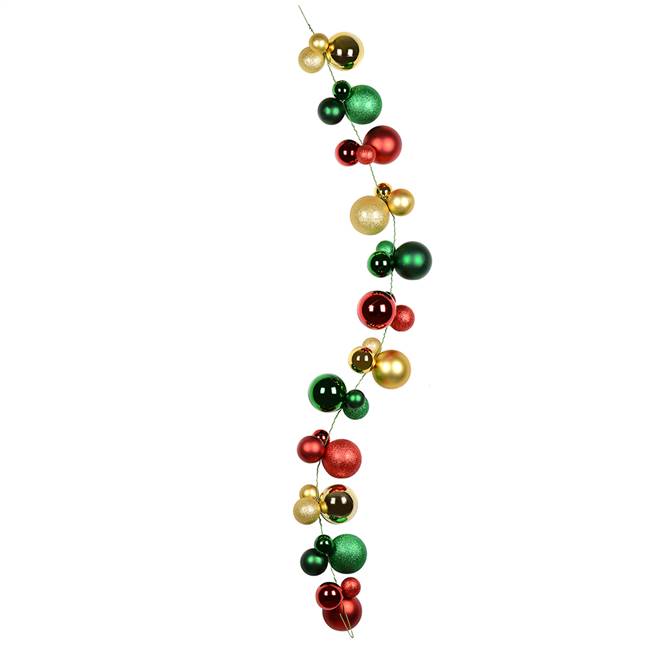 6' Red/Green/Gold Assorted Ball Garland