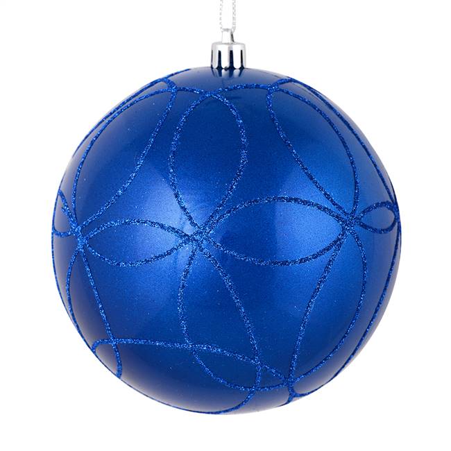 4" Blue Candy Ball Circle Glitter 4/Bag