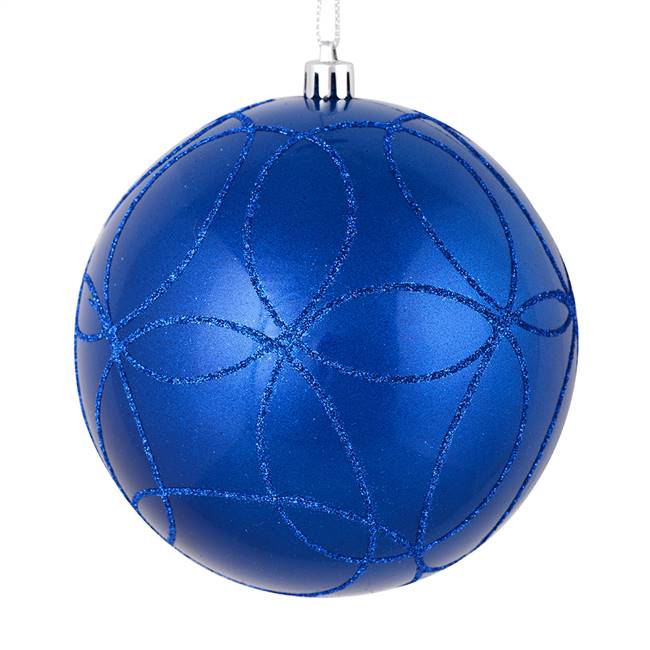 4.75" Blue Candy Ball Circle Glitt 4/Bag