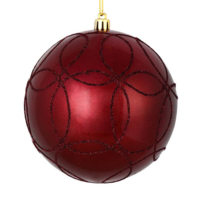 4.75" Wine Candy Ball Circle Glitt 4/Bag