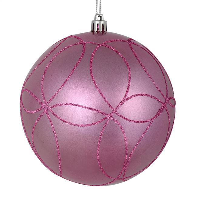 4.75" Pink Candy Ball Circle Glitt 4/Bag