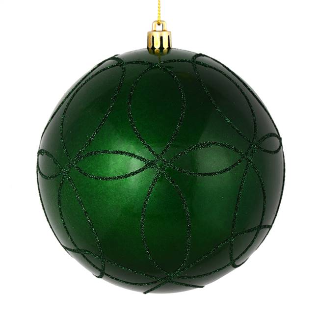 6" Emerald Candy Ball Circle Glitt 3/Bag