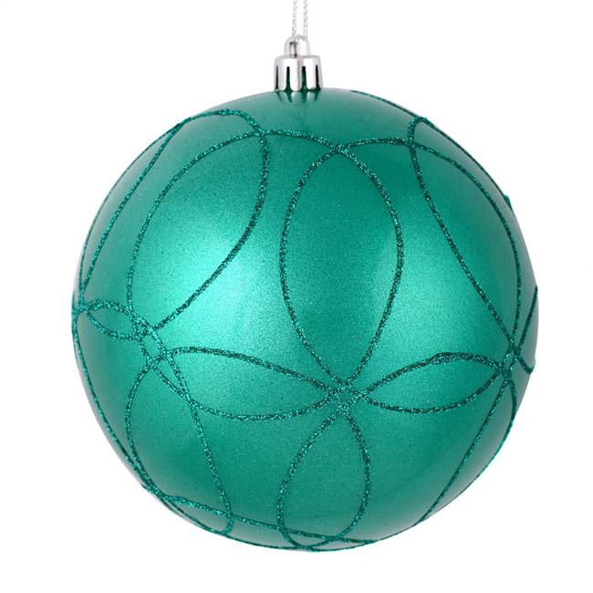 6" Teal Candy Ball Circle Glitter 3/Bag