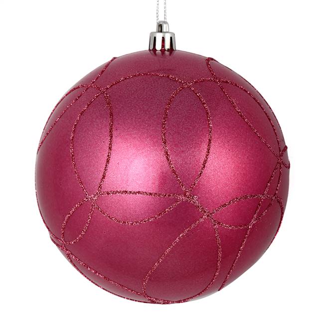 6" Mauve Candy Ball Circle Glitter 3/Bag