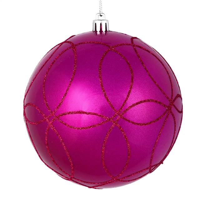 6" Fuchsia Candy Ball Circle Glitt 3/Bag