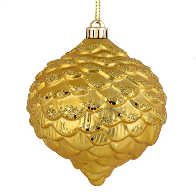 6" Gold Glitter Pine Cone 6/Bag