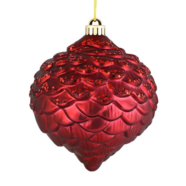 6" Wine Glitter Pine Cone 6/Bag