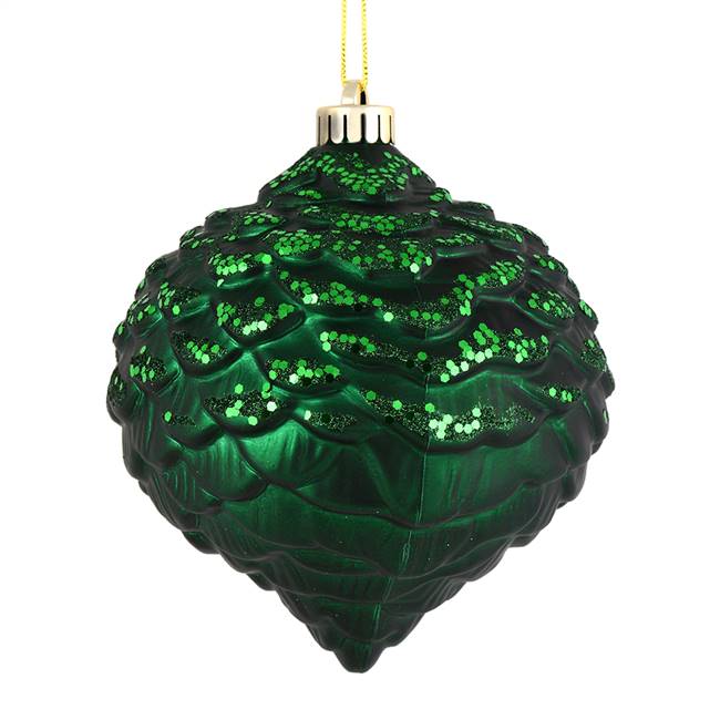 6" Emerald Glitter Pine Cone 6/Bag