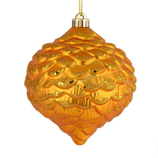6" Antique Gold Glitter Pine Cone 6/Bag