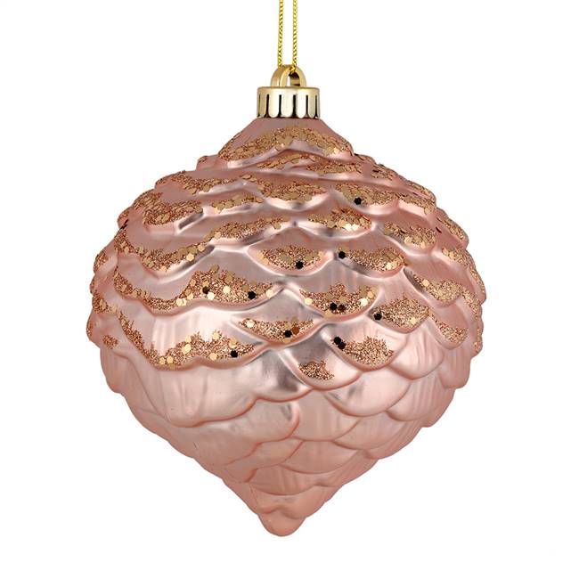 6" Rose Gold Glitter Pine Cone 6/Bag