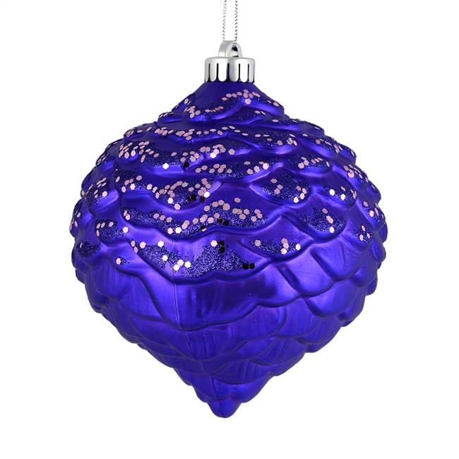 6" Purple Glitter Pine Cone 6/Bag