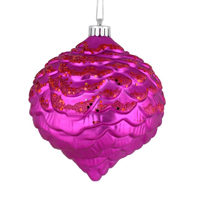 6" Fuchsia Glitter Pine Cone 6/Bag