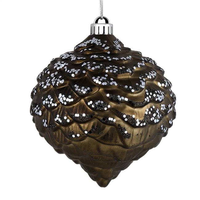 6" Gunmetal Glitter Pine Cone 6/Bag