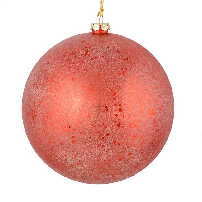 4" Red Glitter Clear Ball 6/Bag