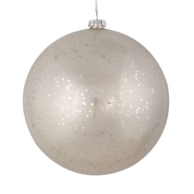 4" Silver Glitter Clear Ball 6/Bag