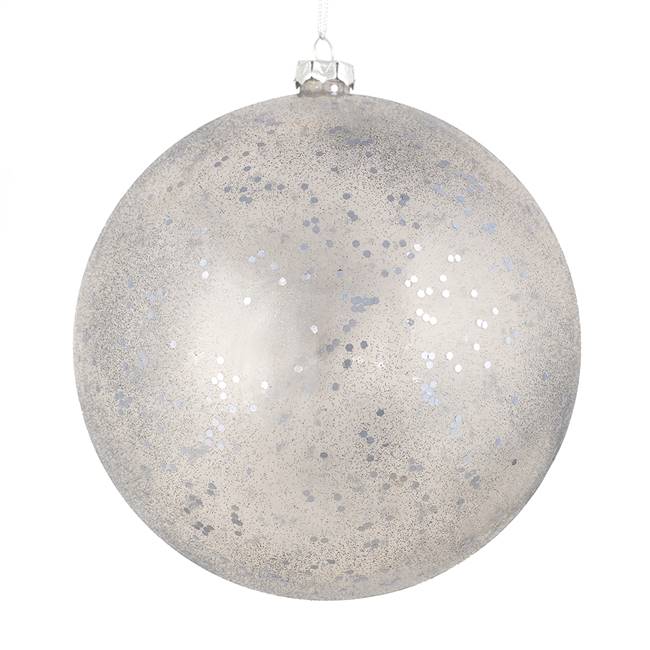 4" Pewter Glitter Clear Ball 6/Bag