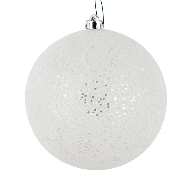 4.75" White Glitter Clear Ball 4/Bag