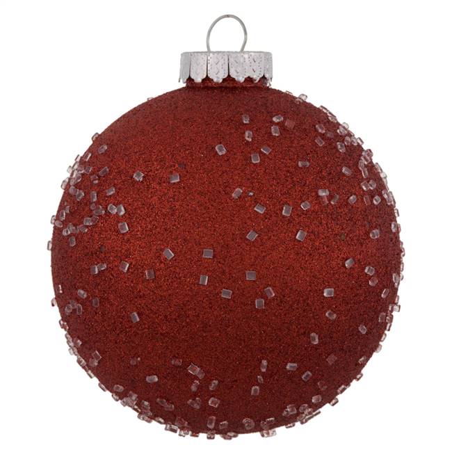 6" Red Ice Ball Ornament 4/Bag