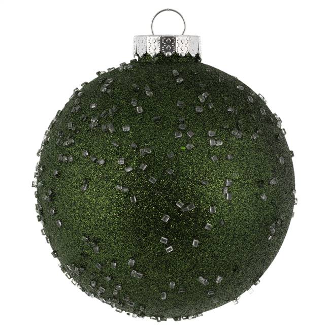 6" Moss Green Ice Ball Ornament 4/Bag