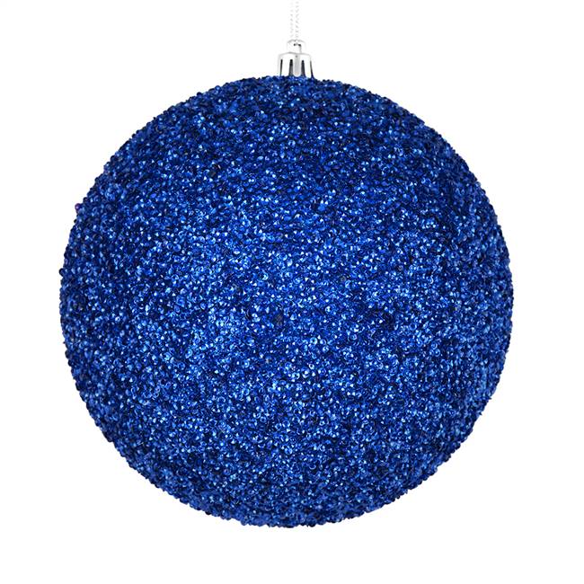 4" Blue Beaded Ball Drilled 6/Bag