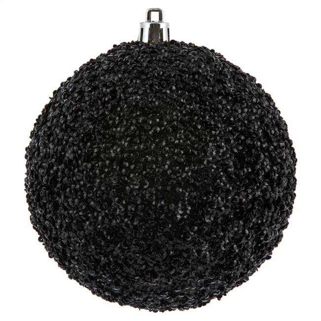 4" Black Beaded Ball Drilled 6/Bag