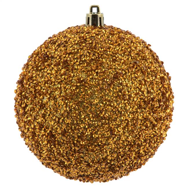 4" Honey Gold Beaded Ball Drilled 6/Bg