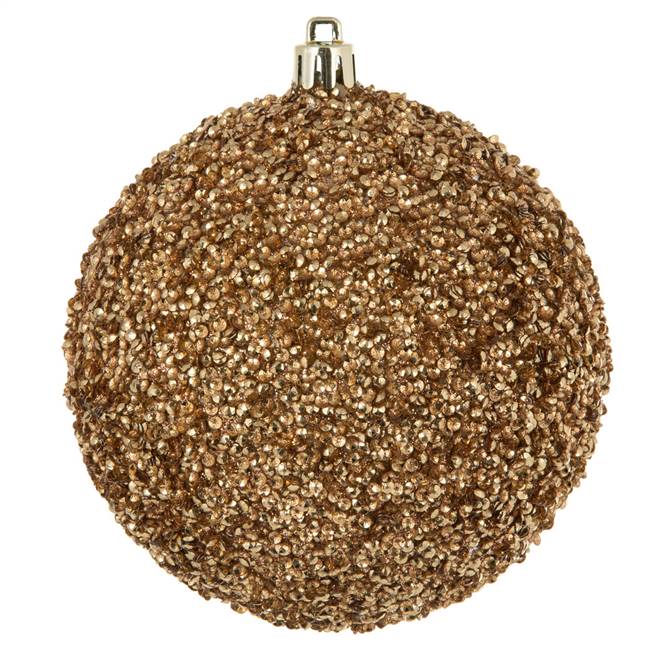 4" Rose Gold Beaded Ball Drilled 6/Bag