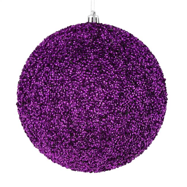 4" Purple Beaded Ball Drilled 6/Bag