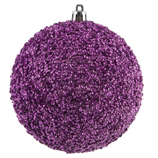 4" Orchid Beaded Ball Drilled 6/Bag