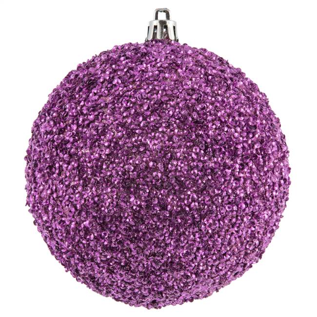 4" Pink Beaded Ball Drilled 6/Bag