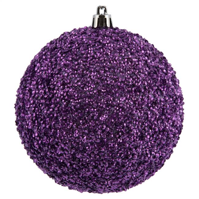 4" Lavender Beaded Ball Drilled 6/Bag