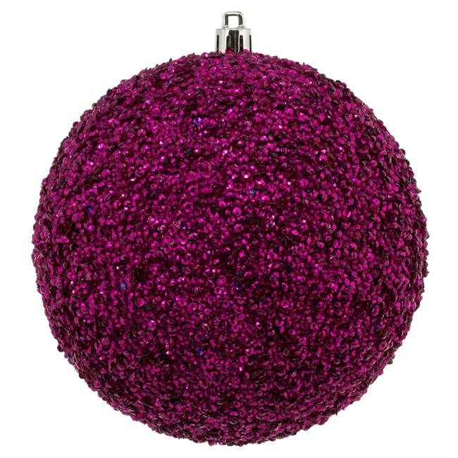 4.75" Fuchsia Beaded Ball Drilled 6/Bg