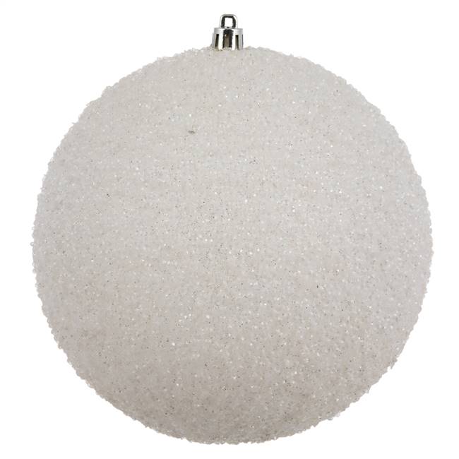 6" White Beaded Ball Drilled 4/Bag