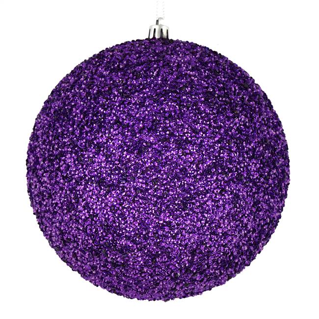 6" Plum Beaded Ball Drilled 4/Bag